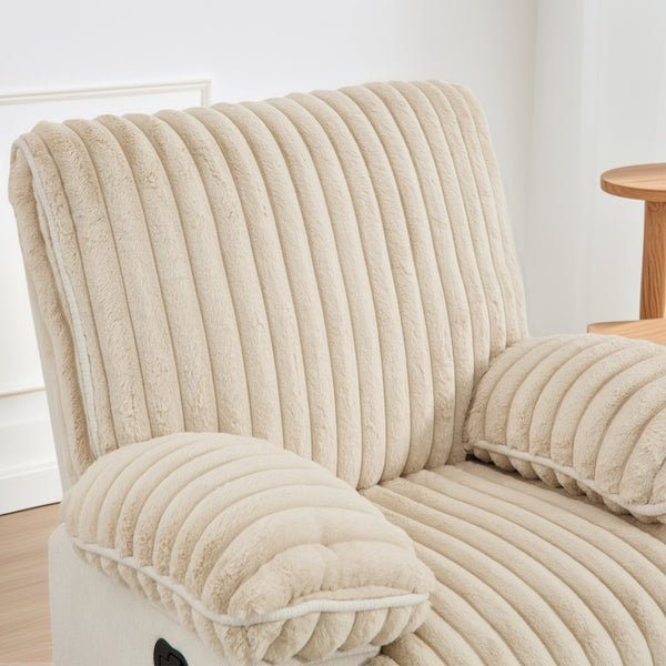 English Elm Manual Reclining Loveseat Corduroy Upholstered Wall Hugger Sofa with Cup Holders W3900P386105
