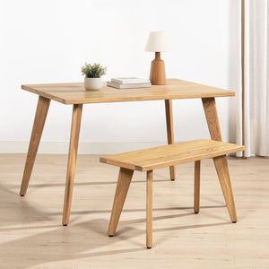 English Elm Jennifer Taylor Home - Capri Solid Red Oak Extendable Dining Table 47–78.5" Seating 4–6, Mid-Century Tapered Legs, Grain Finish Brown B2719P395575