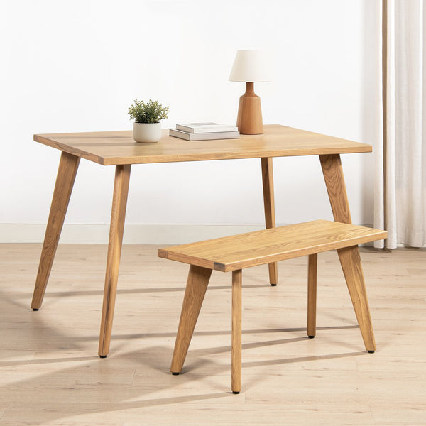 English Elm Jennifer Taylor Home - Capri Solid Red Oak Extendable Dining Table 47–78.5" Seating 4–6, Mid-Century Tapered Legs, Grain Finish Brown B2719P395575