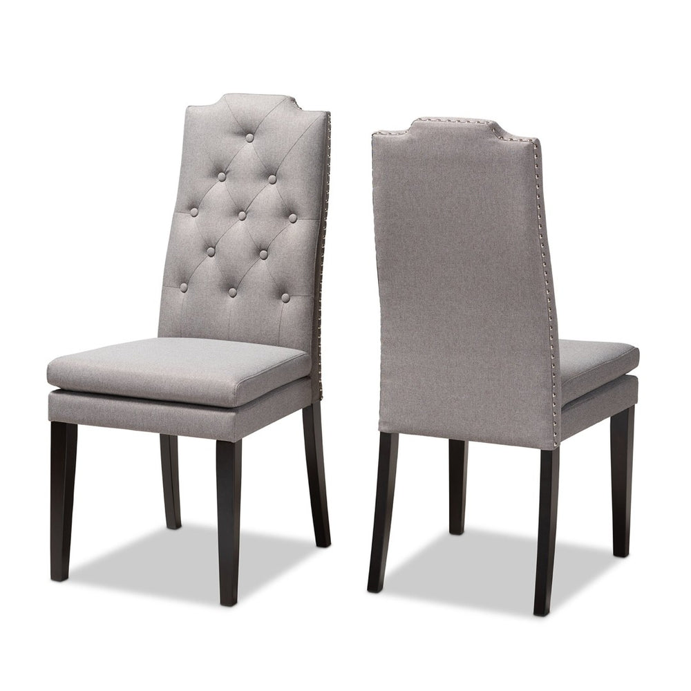 Baxton Studio Baxton Dylin Modern Gray Fabric Dining Chairs Set of 2 - Button-Tufted Comfort & Style Upgrade BBT5158.11-Grey-CC