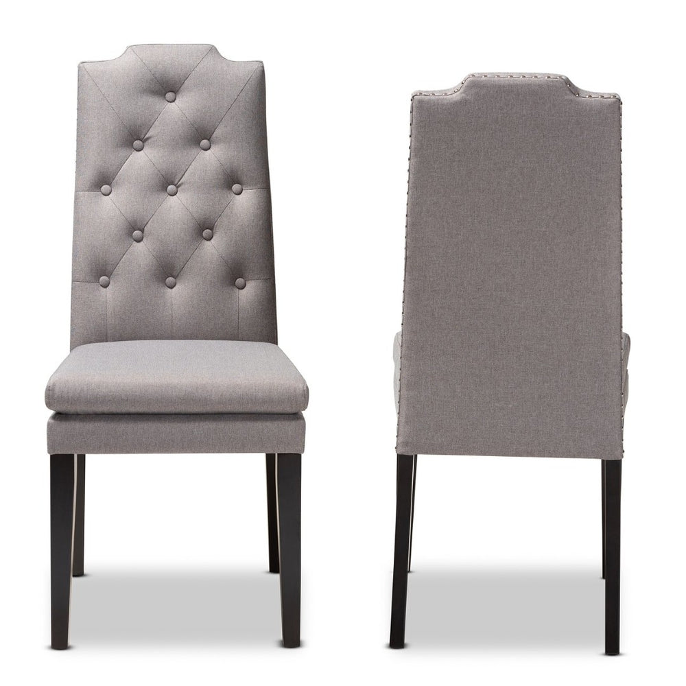 Baxton Studio Baxton Dylin Modern Gray Fabric Dining Chairs Set of 2 - Button-Tufted Comfort & Style Upgrade BBT5158.11-Grey-CC