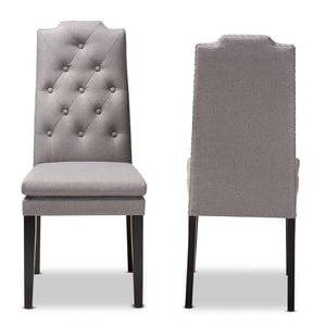 Baxton Studio Baxton Dylin Modern Gray Fabric Dining Chairs Set of 2 - Button-Tufted Comfort & Style Upgrade BBT5158.11-Grey-CC