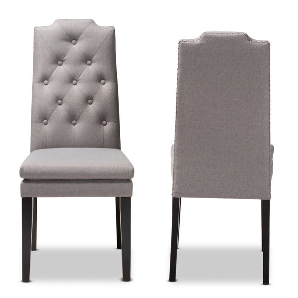 Baxton Studio Baxton Dylin Modern Gray Fabric Dining Chairs Set of 2 - Button-Tufted Comfort & Style Upgrade BBT5158.11-Grey-CC
