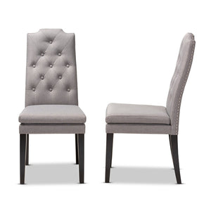 Baxton Studio Baxton Dylin Modern Gray Fabric Dining Chairs Set of 2 - Button-Tufted Comfort & Style Upgrade BBT5158.11-Grey-CC