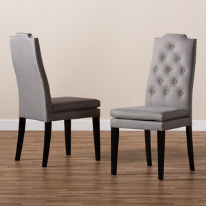 Baxton Studio Baxton Dylin Modern Gray Fabric Dining Chairs Set of 2 - Button-Tufted Comfort & Style Upgrade BBT5158.11-Grey-CC