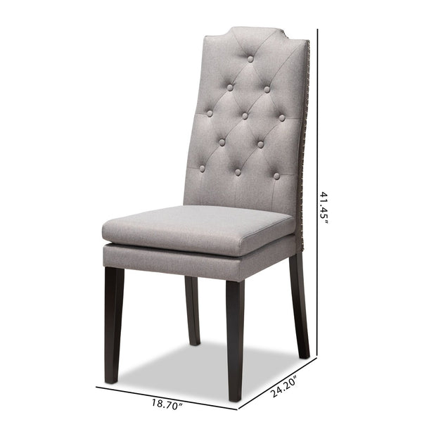 Baxton Studio Baxton Dylin Modern Gray Fabric Dining Chairs Set of 2 - Button-Tufted Comfort & Style Upgrade BBT5158.11-Grey-CC