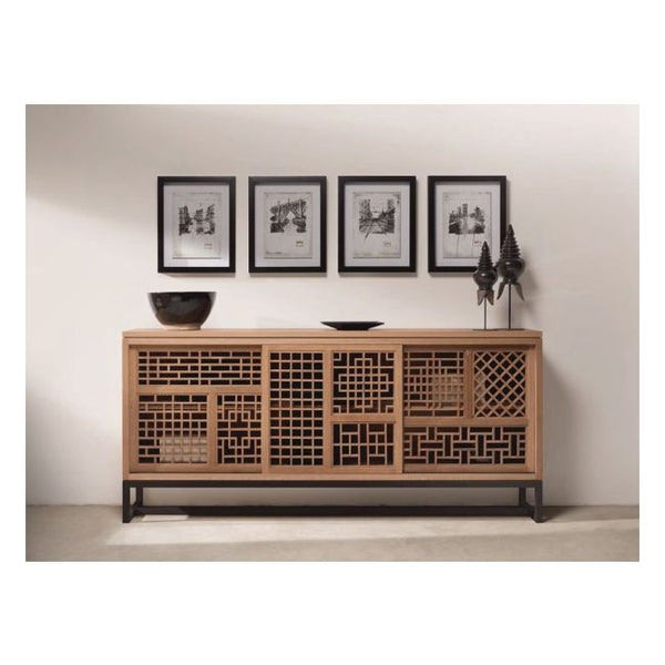 Lilys Lilys Lattice Buffet 3 Sliding Doors With Iron Stand 79X18X38H 9114-200-92