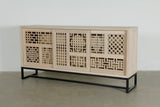 Lilys 79" Long Lilys Lattice Buffet 3 Sliding Doors With Iron Stand Natural Whitewash 9108-250-150