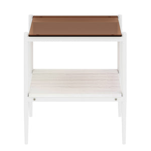 English Elm Set Of 2 Modern Rectangle End Tables With Tempered Glass Top & Sturdy Mdf Shelf For Living Room Decor W241P184254-GIGA