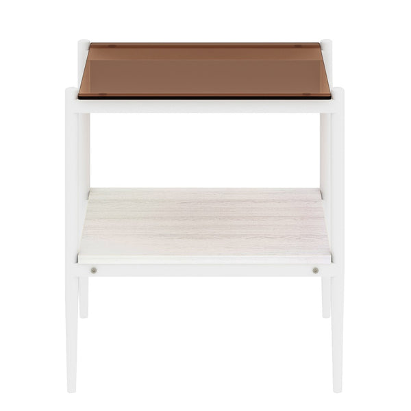 English Elm Set Of 2 Modern Rectangle End Tables With Tempered Glass Top & Sturdy Mdf Shelf For Living Room Decor W241P184254-GIGA