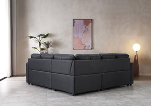 English Elm Sectional Sofa Bed, Modern Black Design For Compact Living, Versatile Comfort & Easy Assembly B205S00043-GIGA