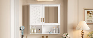 English Elm 2-in-1 Matte Wall Mounted Medicine Cabinet Soft Close Mirror Storage for Bathroom Vanity White N710P389456K