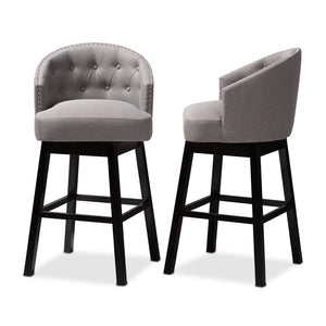 Baxton Studio Baxton Theron Transitional Gray Fabric Swivel Bar Stool Set of 2 - Elegant Comfort & Style! BBT5210B-Grey-BS