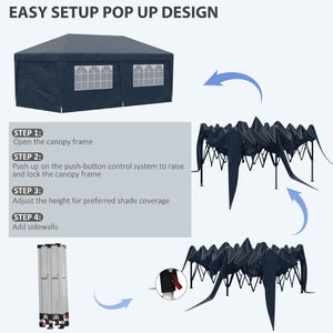 English Elm Outsunny 10' X 19.5' Pop Up Canopy Tent With Sidewalls & Doors, Adjustable Height, Portable Design W2225P174166-GIGA