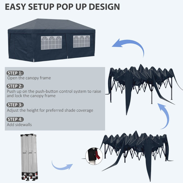 English Elm Outsunny 10' X 19.5' Pop Up Canopy Tent With Sidewalls & Doors, Adjustable Height, Portable Design W2225P174166-GIGA