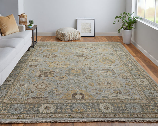 Feizy Rugs Corbitt Classic Hand Knotted Wool Oriental Rug – Elegant Persian Design For Timeless Living Spaces Blue,Gold,Gray Wool Cor0612fbluglde50