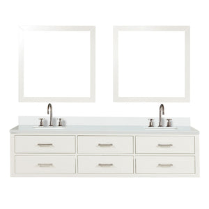 English Elm White Double Bath Vanity Set With Quartz Top, Chrome Faucets & Matching Mirrors For Stylish Spaces B2731S01835-GIGA