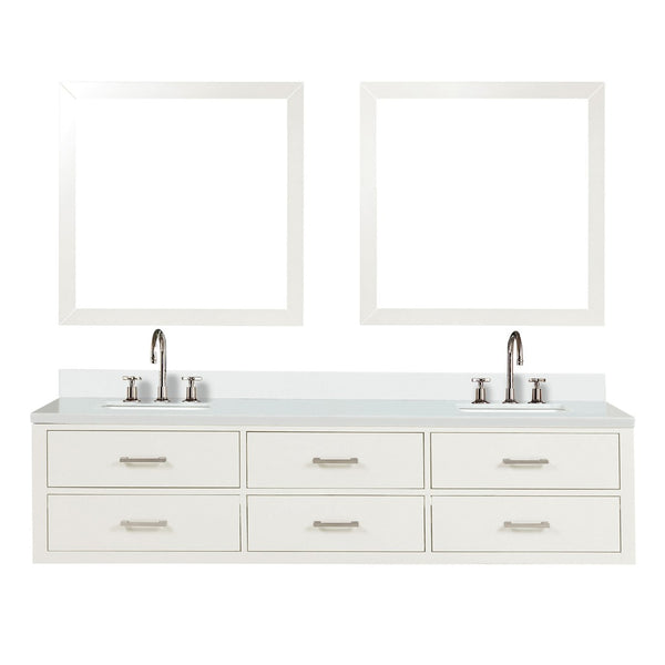 English Elm White Double Bath Vanity Set With Quartz Top, Chrome Faucets & Matching Mirrors For Stylish Spaces B2731S01835-GIGA