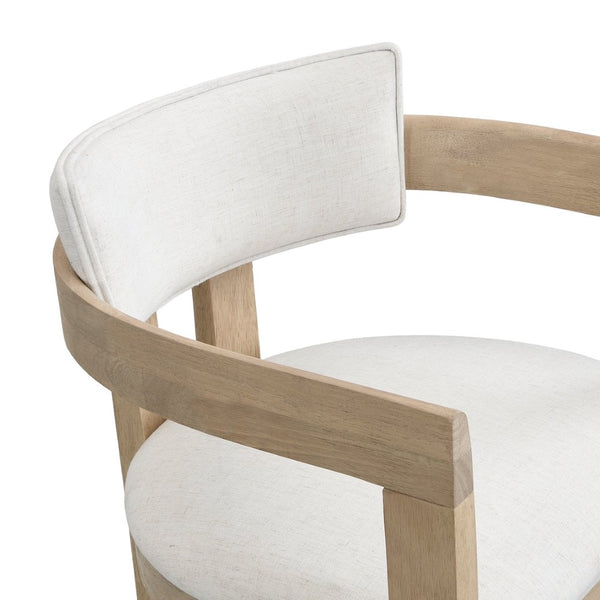 English Elm 30" Rubberwood Upholstered Barstools with Arms Mid-century Style for Kitchen Island Set of 2 Beige,Light Ash N771P361772A