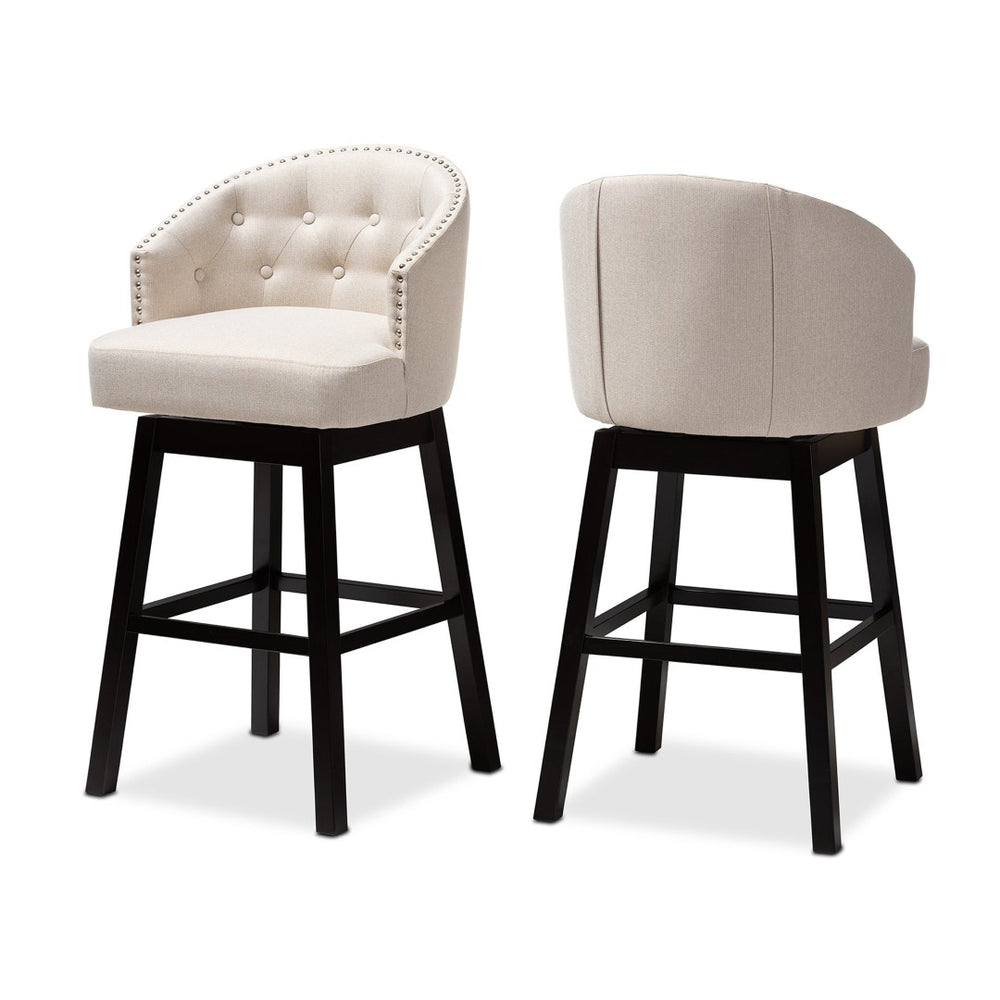 Baxton Studio Baxton Studio Theron Swivel Bar Stool Set of 2 in Light Beige - Stylish Comfort for Home Bars BBT5210B-Light Beige-BS