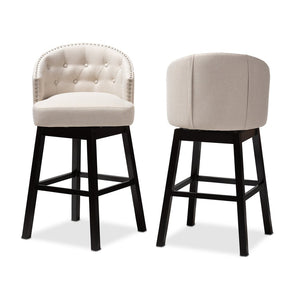 Baxton Studio Baxton Studio Theron Swivel Bar Stool Set of 2 in Light Beige - Stylish Comfort for Home Bars BBT5210B-Light Beige-BS