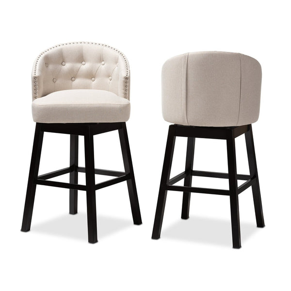 Baxton Studio Baxton Studio Theron Swivel Bar Stool Set of 2 in Light Beige - Stylish Comfort for Home Bars BBT5210B-Light Beige-BS
