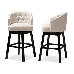 Baxton Studio Baxton Studio Theron Swivel Bar Stool Set of 2 in Light Beige - Stylish Comfort for Home Bars BBT5210B-Light Beige-BS
