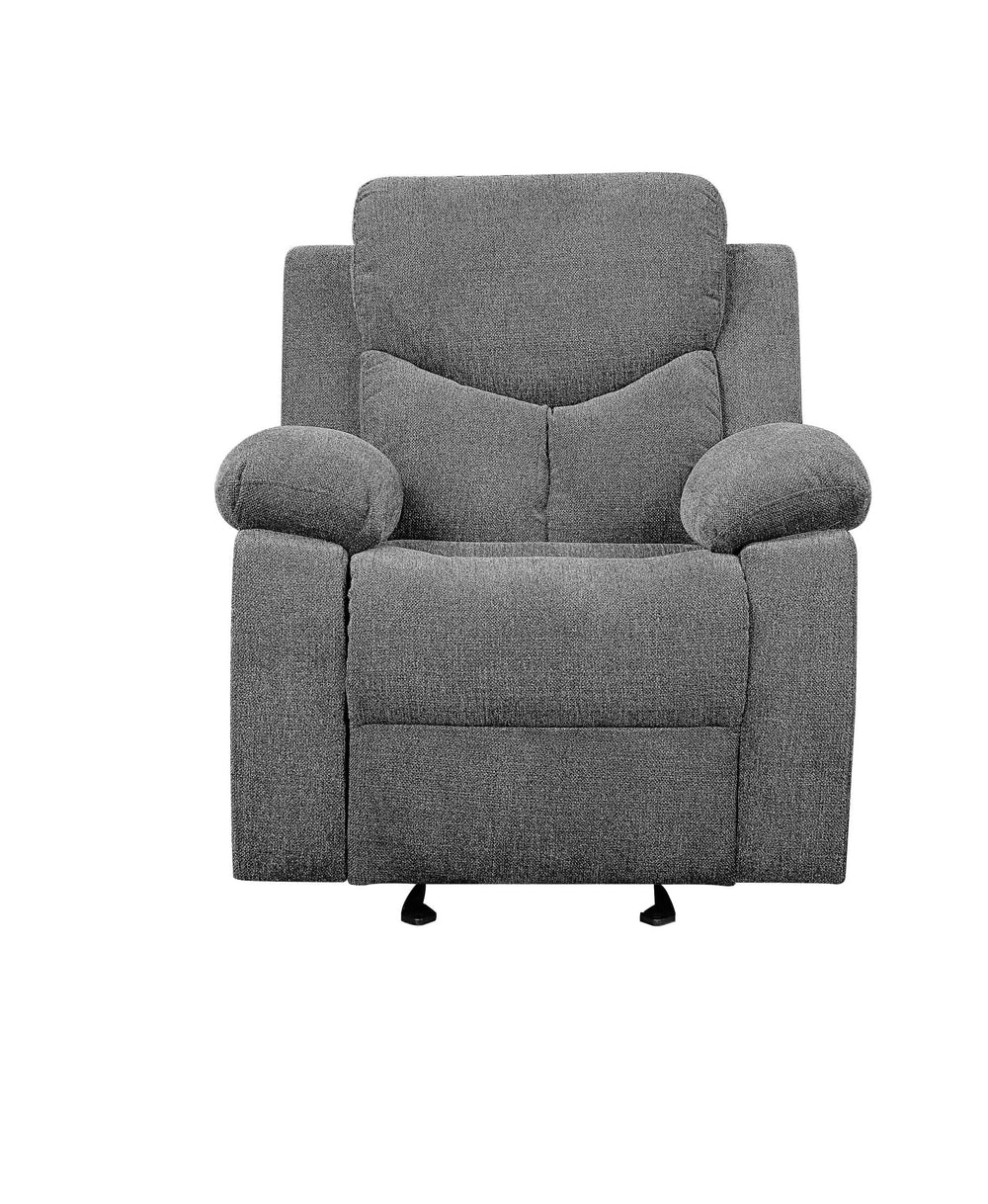 English Elm Kalen Gray Chenille Glider Recliner with Pocket Coil Support, Tufted Back, Pillow-Top Arms, Durable Frame B2726P253089