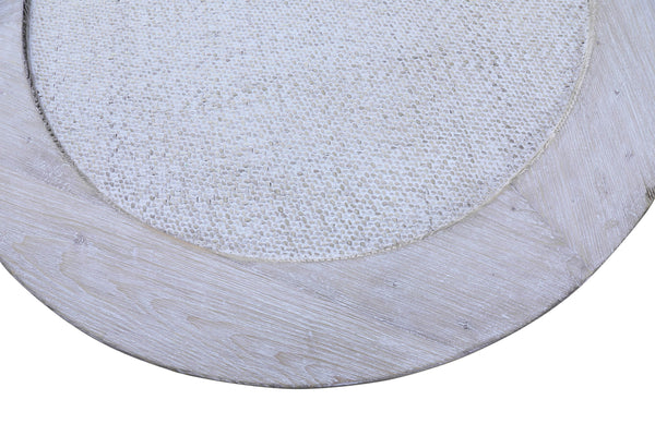 Lilys Milo Round Coffee Table With Rattan Top Weathered Whitewash 35X35 9117