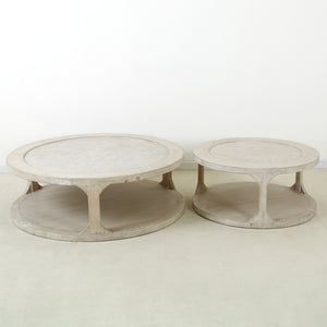 Lilys Milo Round Coffee Table With Rattan Top Weathered Whitewash 50X50.. 9117-L