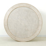 Lilys Milo Round Coffee Table With Rattan Top Weathered Whitewash 50X50.. 9117-L