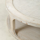 Lilys Milo Round Coffee Table With Rattan Top Weathered Whitewash 50X50.. 9117-L