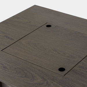 English Elm 54_inch Iron Fire Pit Table Stone Finish with Stainless Burner, Propane Powered, Spacious Patio Centerpiece Natural Wood W3131P277180
