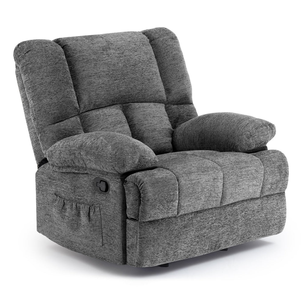 English Elm Oversized Rocking Rocker Recliner Chair with Ergonomic Support, Quick Tool-Free Assembly, Plush Comfort Stone Gray T3623P379945