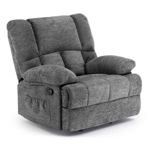 English Elm Oversized Rocking Rocker Recliner Chair with Ergonomic Support, Quick Tool-Free Assembly, Plush Comfort Stone Gray T3623P379945
