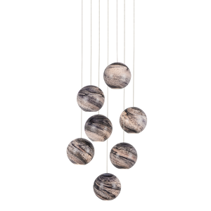 Palatino Multi-Drop Pendant Light – Celestial Glass Shade with Blue and Silver Finish for Elegance