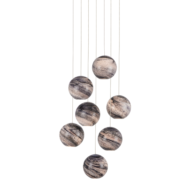 Palatino Multi-Drop Pendant Light – Celestial Glass Shade with Blue and Silver Finish for Elegance