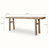 Lilys Hermosa Rustic Console Table Approx 7-7.5 Ft Long(One-Of-A-Kind Weathered Natural Wood Tabletop) 9119