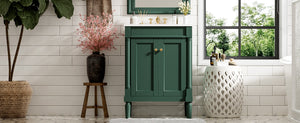 English Elm 24'' Modern Bathroom Vanity with Ceramic Basin, Solid Wood Frame, Soft-Close Doors, Ample Storage Green N710P190503F