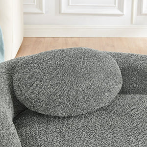 English Elm Modern Oval Bouclé Lounge Chair with Sculpted Armrest for Bedroom or Living Room Dark Gray W487P456131