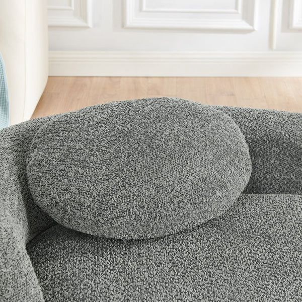 English Elm Modern Oval Bouclé Lounge Chair with Sculpted Armrest for Bedroom or Living Room Dark Gray W487P456131