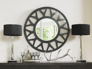 Lexington Esprit Round Mirror - Chic Contemporary Design With Unique Spoke Motif And Sophisticated Finishes Carbon Gray  911-201