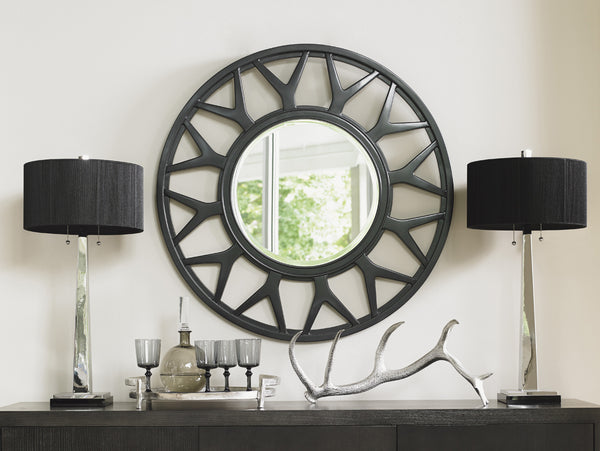 Lexington Esprit Round Mirror - Chic Contemporary Design With Unique Spoke Motif And Sophisticated Finishes Carbon Gray  911-201