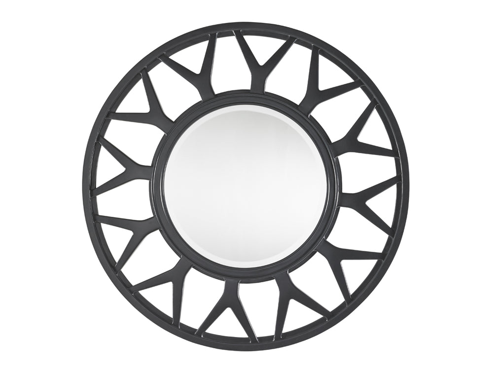 Lexington Esprit Round Mirror - Chic Contemporary Design With Unique Spoke Motif And Sophisticated Finishes Carbon Gray  911-201