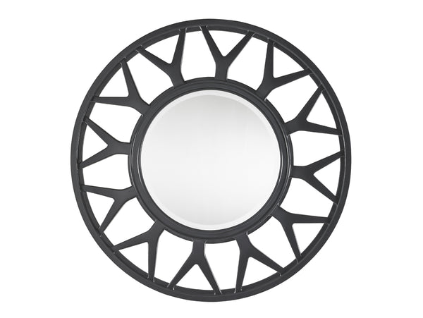 Lexington Esprit Round Mirror - Chic Contemporary Design With Unique Spoke Motif And Sophisticated Finishes Carbon Gray  911-201