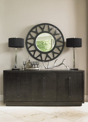 Lexington Esprit Round Mirror - Chic Contemporary Design With Unique Spoke Motif And Sophisticated Finishes Carbon Gray  911-201
