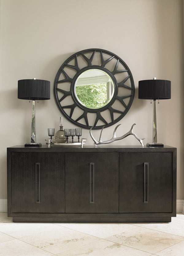 Lexington Esprit Round Mirror - Chic Contemporary Design With Unique Spoke Motif And Sophisticated Finishes Carbon Gray  911-201