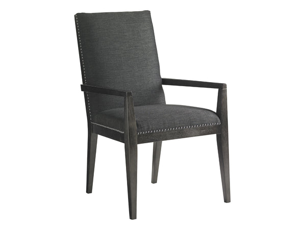 Lexington Vantage Upholstered Arm Chair - Chic Contemporary Design With Gray Mist Fabric And Nailhead Trim Carbon Gray  911-881-01