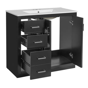 English Elm 72'' Bathroom Vanity Set With Soft-Close Drawers, Elegant Ceramic Sink & Ample Storage Solutions N710SS00013B