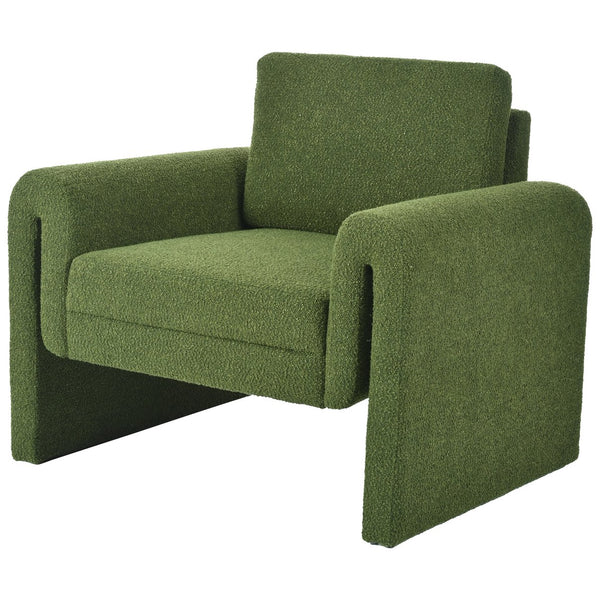 English Elm Christopher Knight Home® - Modern Bouclé Upholstered Accent Chair with Rounded Arms, Solid Wood Frame, 330lb Capacity, Luxe Comfort Green N765P248341N